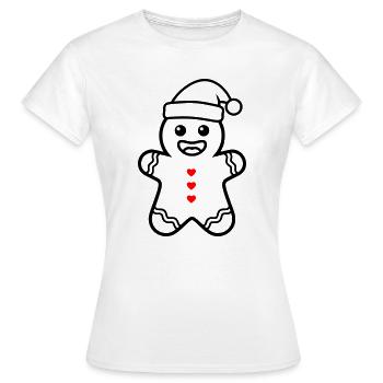 Bonhomme en pain d’épices sucré | Noël avec le cœur - T-shirt Femme - blanc - Devant - AI Model Female 172 dark (172cm)