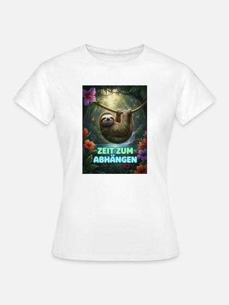 Zeit Zum Abhängen Faultier Neon - Frauen T-Shirt - Weiß
