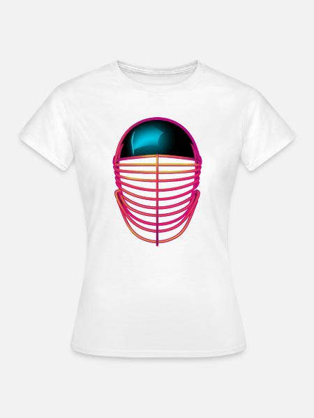 Fechtmaske Skizze - Frauen T-Shirt - Weiß