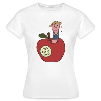 Vers de ferme sur le verger de pommiers - T-shirt Femme - blanc - Devant - AI Model Female 172 dark (172cm)