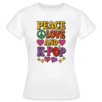 T-shirt rétro Peace Love K-Pop - T-shirt Femme - blanc - Devant - AI Model Female 172 dark (172cm)