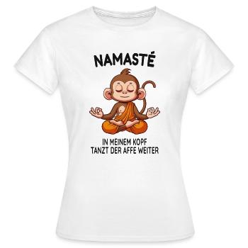 Namasté – Der Affe tanzt im Kopf - Frauen T-Shirt - Weiß - Vorne - AI Model Female 172 dark (172cm)