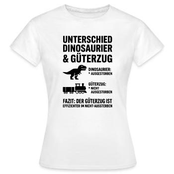 Unterschied Dinosaurier & Güterzug – Lustiges Meme - Frauen T-Shirt - Weiß - Vorne - AI Model Female 172 dark (172cm)