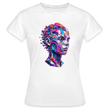 Geometrisches Farbporträt aus Pixelblöcken - Frauen T-Shirt - Weiß - Vorne - AI Model Female 172 dark (172cm)