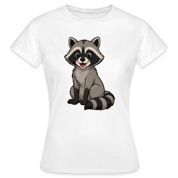 Fröhlicher Waschbär Cartoon-Motiv - Frauen T-Shirt - Weiß - Vorne - AI Model Female 172 dark (172cm)