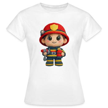Kleiner Feuerwehrmann in Strickoptik - Frauen T-Shirt - Weiß - Vorne - AI Model Female 172 dark (172cm)