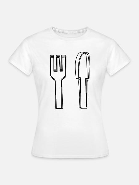 Besteck handgezeichnet - Frauen T-Shirt - Weiß