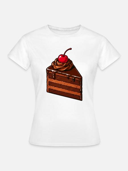 Schokoladenkuchen mit Kirsche - Frauen T-Shirt - Weiß