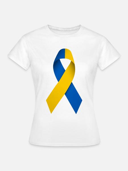 Ukrainische Solidaritätsschleife - Frauen T-Shirt - Weiß