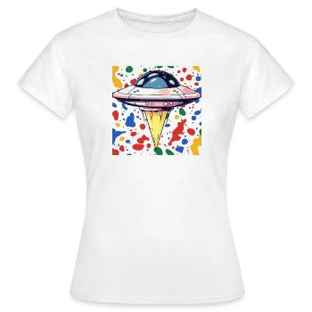 UFO Spaceship - Women's T-Shirt - white - Front - AI Model Female 172 dark (172cm)