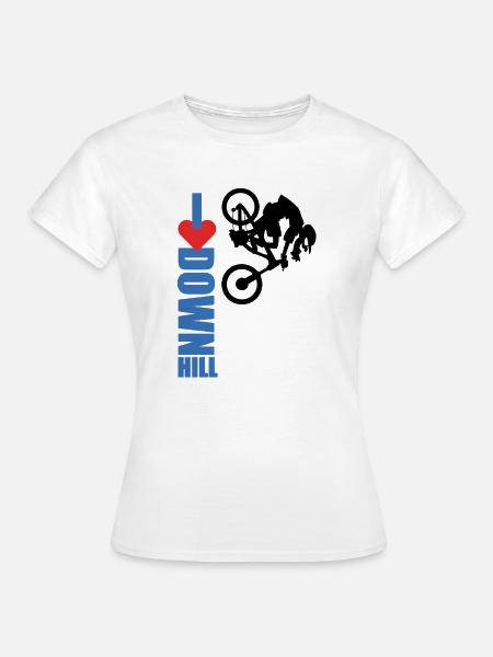 Bavarian Monkey Ich liebe Downhill Rennradler - Frauen T-Shirt - Weiß