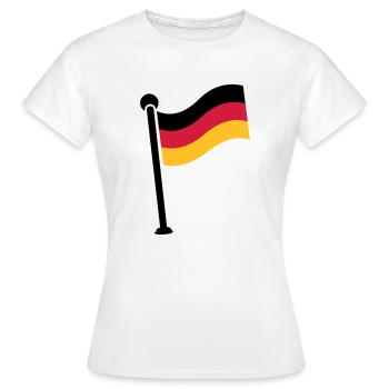 Gehisste Deutschlandfahne / German Flag (3c) - Frauen T-Shirt - Weiß - Vorne - AI Model Female 172 dark (172cm)