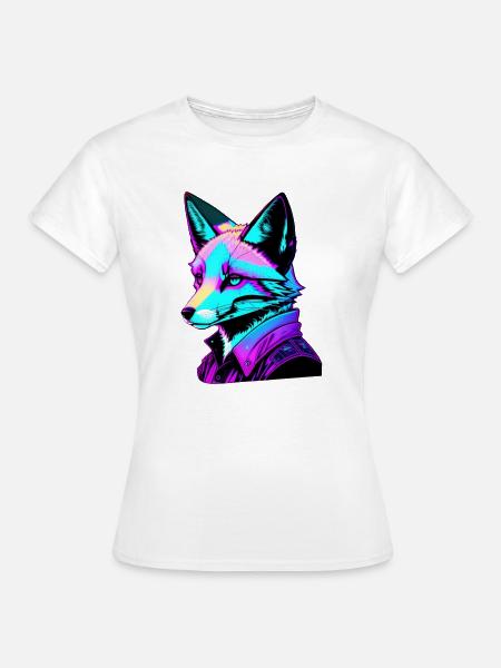 Fuchs Design Future Space bunt - Frauen T-Shirt - Weiß