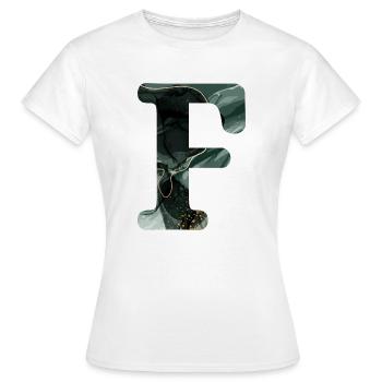 Lettre f marbré vert - T-shirt Femme - blanc - Devant - AI Model Female 172 dark (172cm)