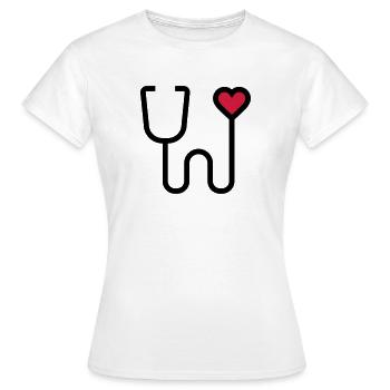 Stethoskop Abhörgerät - Frauen T-Shirt - Weiß - Vorne - AI Model Female 172 dark (172cm)