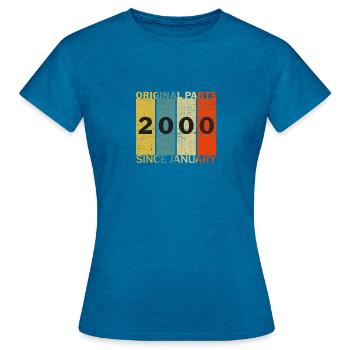 Born In January 2000 Funny Birthday Retro Quote - Women's T-Shirt - antique blue sapphire heather - Front - AI Model Female 172 dark (172cm)