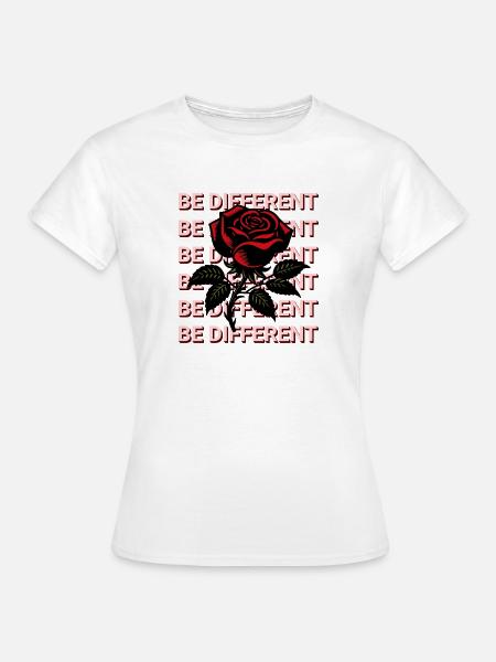 BE DIFFERENT – Rote Rose Selbstliebe Positivität - T-shirt dam - vit