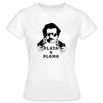 Pablo Escobar - Silber oder Blei-T-Shirt - Frauen T-Shirt - Weiß - Vorne - AI Model Female 172 dark (172cm)