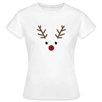 Weihnachts Rentier Gesicht mit roter Nase - Frauen T-Shirt - Weiß - Vorne - AI Model Female 172 dark (172cm)