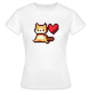 Pixelart, Chat avec cœur - T-shirt Femme - blanc - Devant - AI Model Female 172 dark (172cm)