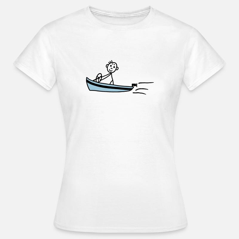 Männchen fährt Motorboot - V2 - Frauen T-Shirt - Weiß