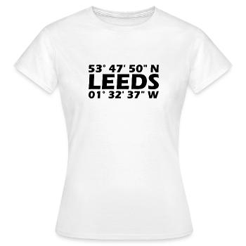 Leeds Koordinaten - Frauen T-Shirt - Weiß - Vorne - AI Model Female 172 dark (172cm)