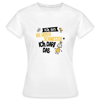 Ich bin die große Schwester, ich darf das - Frauen T-Shirt - Weiß - Vorne - AI Model Female 172 dark (172cm)