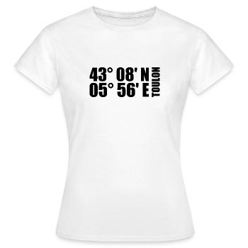 Toulon Koordinaten - Frauen T-Shirt - Weiß - Vorne - AI Model Female 172 dark (172cm)