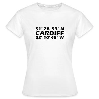Coordonnées de Cardiff - T-shirt Femme - blanc - Devant - AI Model Female 172 dark (172cm)