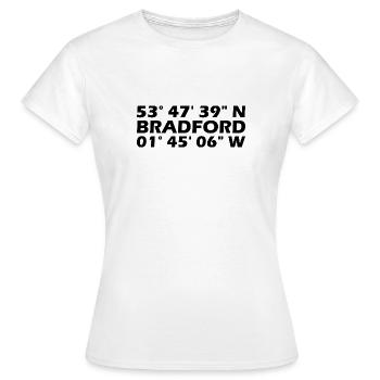 Coordonnées de Bradford - T-shirt Femme - blanc - Devant - AI Model Female 172 dark (172cm)