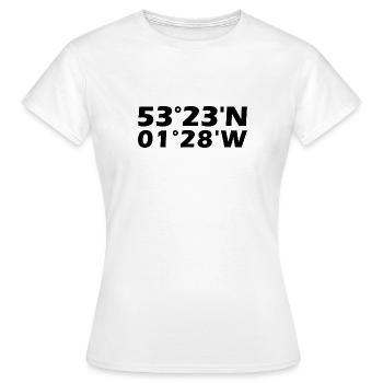 Coordonnées de Sheffield - T-shirt Femme - blanc - Devant - AI Model Female 172 dark (172cm)