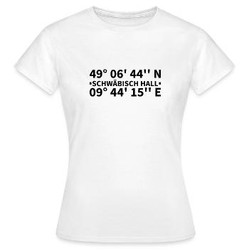 Coordonnées de Schwäbisch Hall - T-shirt Femme - blanc - Devant - AI Model Female 172 dark (172cm)