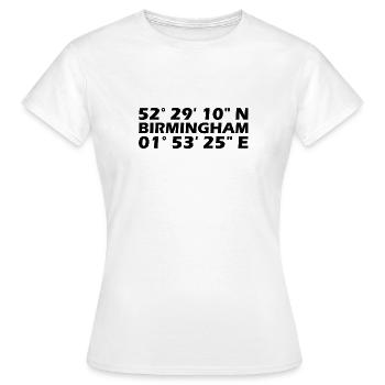 Birmingham Koordinaten - Frauen T-Shirt - Weiß - Vorne - AI Model Female 172 dark (172cm)