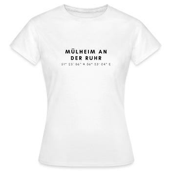 Mülheim an der Ruhr coordinates - Women's T-Shirt - white - Front - AI Model Female 172 dark (172cm)