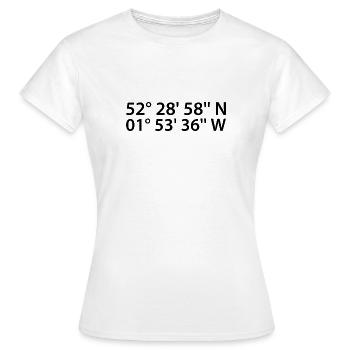 Coordonnées de Birmingham - T-shirt Femme - blanc - Devant - AI Model Female 172 dark (172cm)