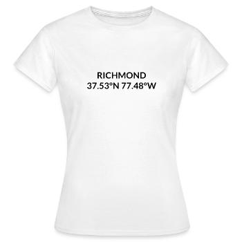 Coordonnées Richmond, Virginie, États-Unis - T-shirt Femme - blanc - Devant - AI Model Female 172 dark (172cm)