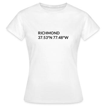 Coordonnées Richmond, Virginie, États-Unis - T-shirt Femme - blanc - Devant - AI Model Female 172 dark (172cm)