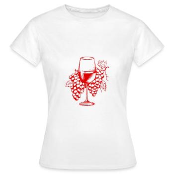 Verre à vin Raisins Vin - T-shirt Femme - blanc - Devant - AI Model Female 172 dark (172cm)