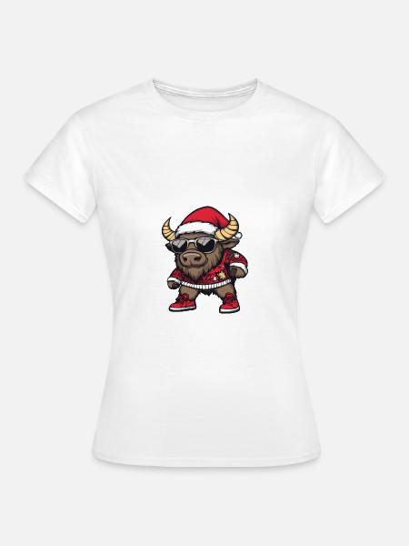Bison Weihnachten X-Mas - Frauen T-Shirt - Weiß
