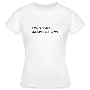 Long Beach, California, USA Coordinates - Women's T-Shirt - white - Front - AI Model Female 172 dark (172cm)