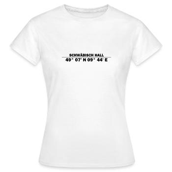 Coordonnées de Schwäbisch Hall - T-shirt Femme - blanc - Devant - AI Model Female 172 dark (172cm)