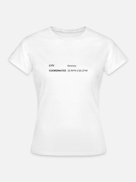 Downey California USA Koordinaten - Frauen T-Shirt - Weiß