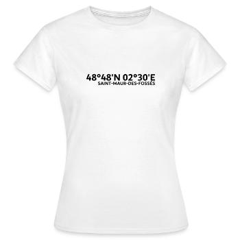 Coordonnées de Saint-Maur-des-Fossés - T-shirt Femme - blanc - Devant - AI Model Female 172 dark (172cm)
