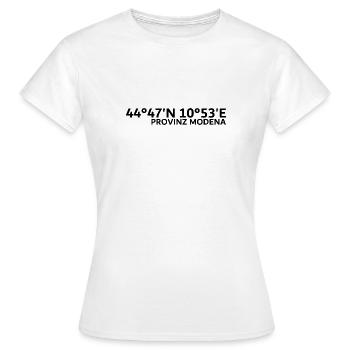 Coordonnées de la Province de Modène - T-shirt Femme - blanc - Devant - AI Model Female 172 dark (172cm)