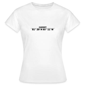 Coordonnées de Cardiff - T-shirt Femme - blanc - Devant - AI Model Female 172 dark (172cm)