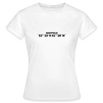 Coordonnées de Sheffield - T-shirt Femme - blanc - Devant - AI Model Female 172 dark (172cm)