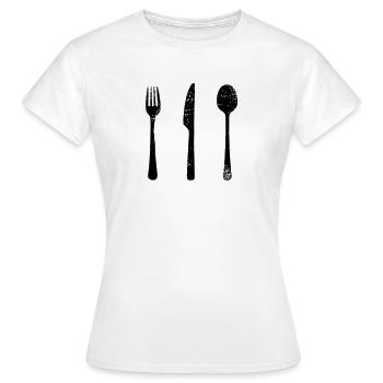 Cadeau coutellerie, fourchette couteau cuillère cuisine cuisine - T-shirt Femme - blanc - Devant - AI Model Female 172 dark (172cm)