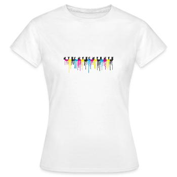 cmyk,strip,painting,graffiti - Women's T-Shirt - white - Front - AI Model Female 172 dark (172cm)