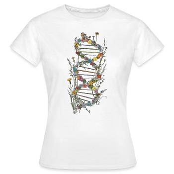 DNA Strang aus Blumen, Wildblumen, Biologie - Frauen T-Shirt - Weiß - Vorne - AI Model Female 172 dark (172cm)