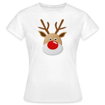 Rudolf Rentier mit der roten Nase Weihnachten - Frauen T-Shirt - Weiß - Vorne - AI Model Female 172 dark (172cm)
